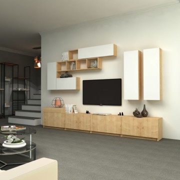 Pared de almacenamiento Domino 280 cm roble blanco